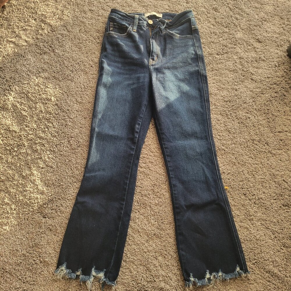 KanCan Cropped Fringe Jeans